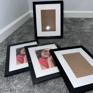 4 Black Picture Frame Set 5X7